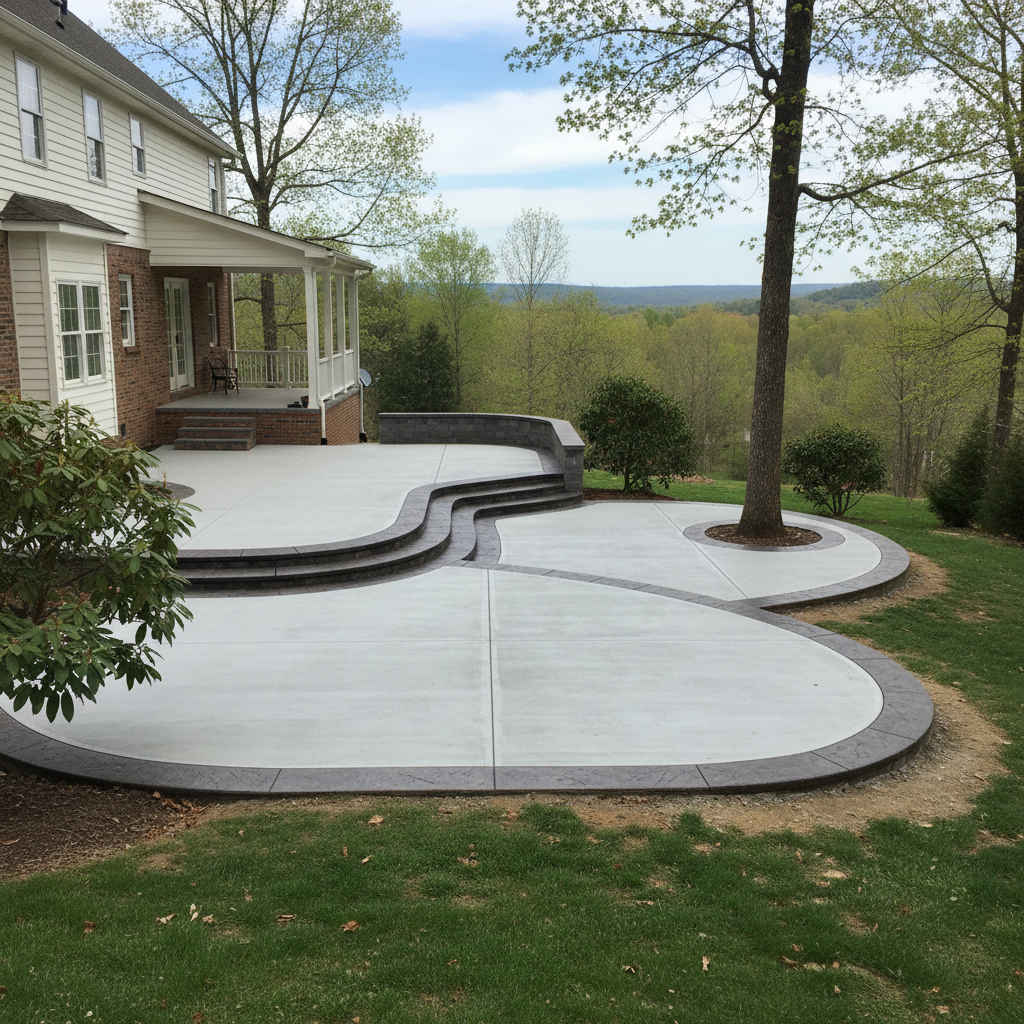 Completed concrete patios work at a residential property in Petersburg, VA