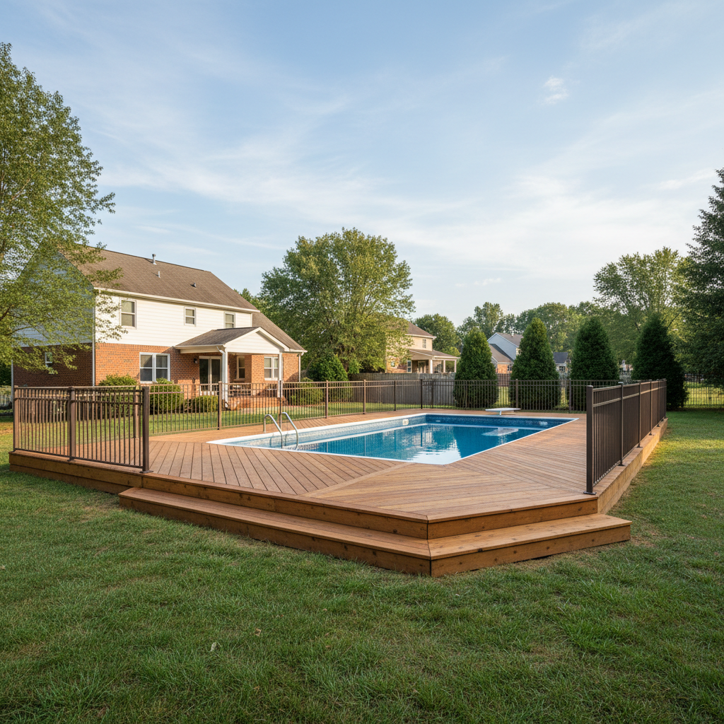 Completed pool decks work at a residential property in Dumfries, VA