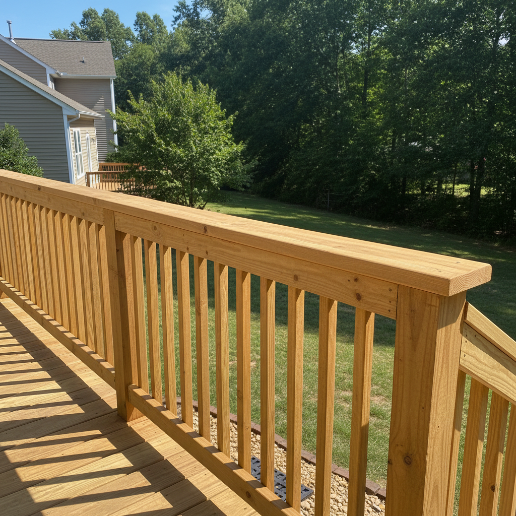 Completed deck railing installation work at a residential property in Dumfries, VA