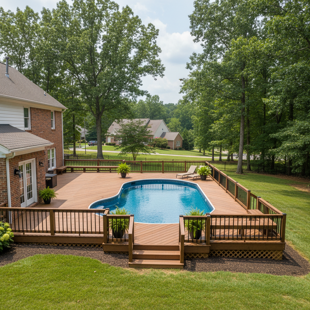 Completed pool decks work at a residential property in Spotsylvania Courthouse, VA