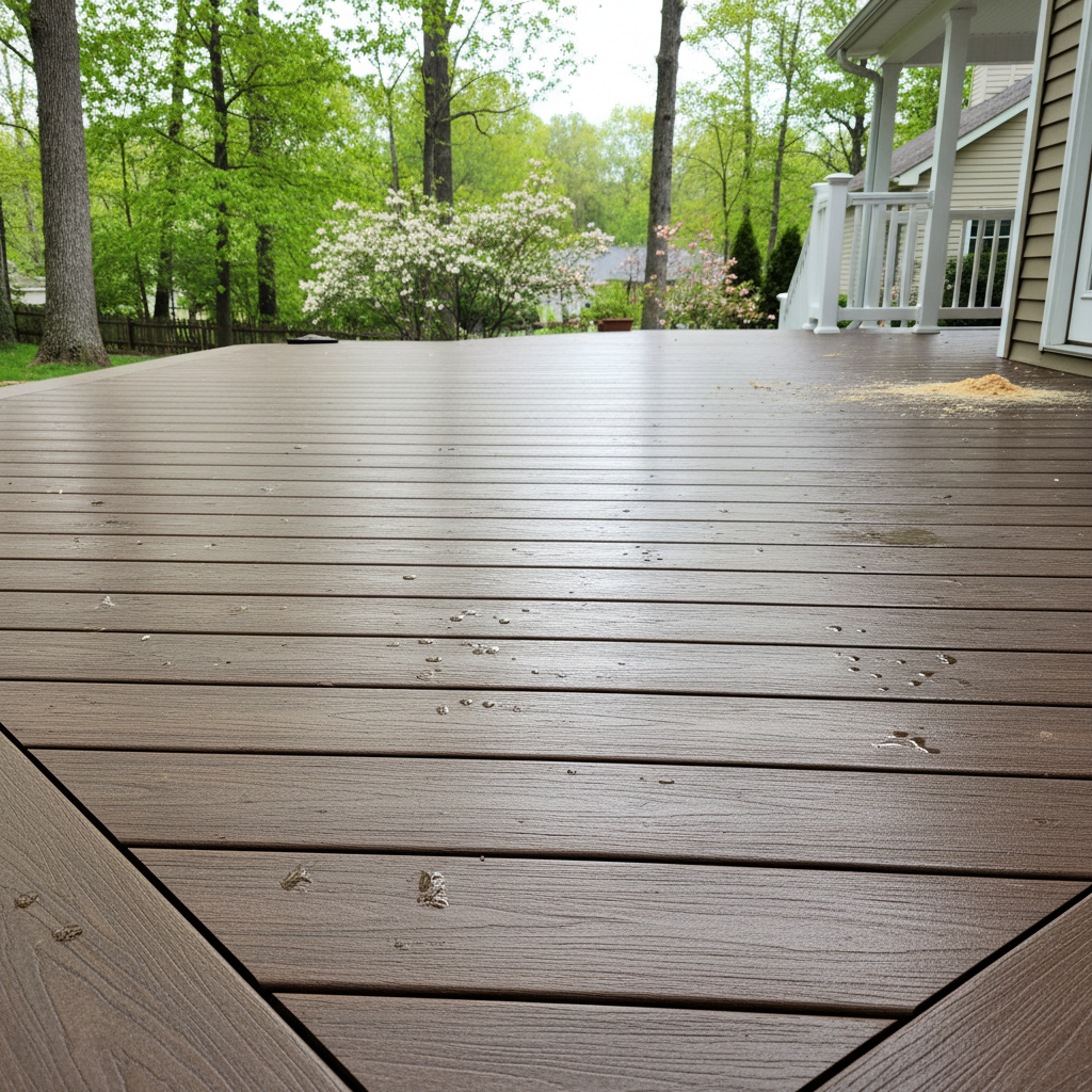 Completed trex decks work at a residential property in Spotsylvania Courthouse, VA