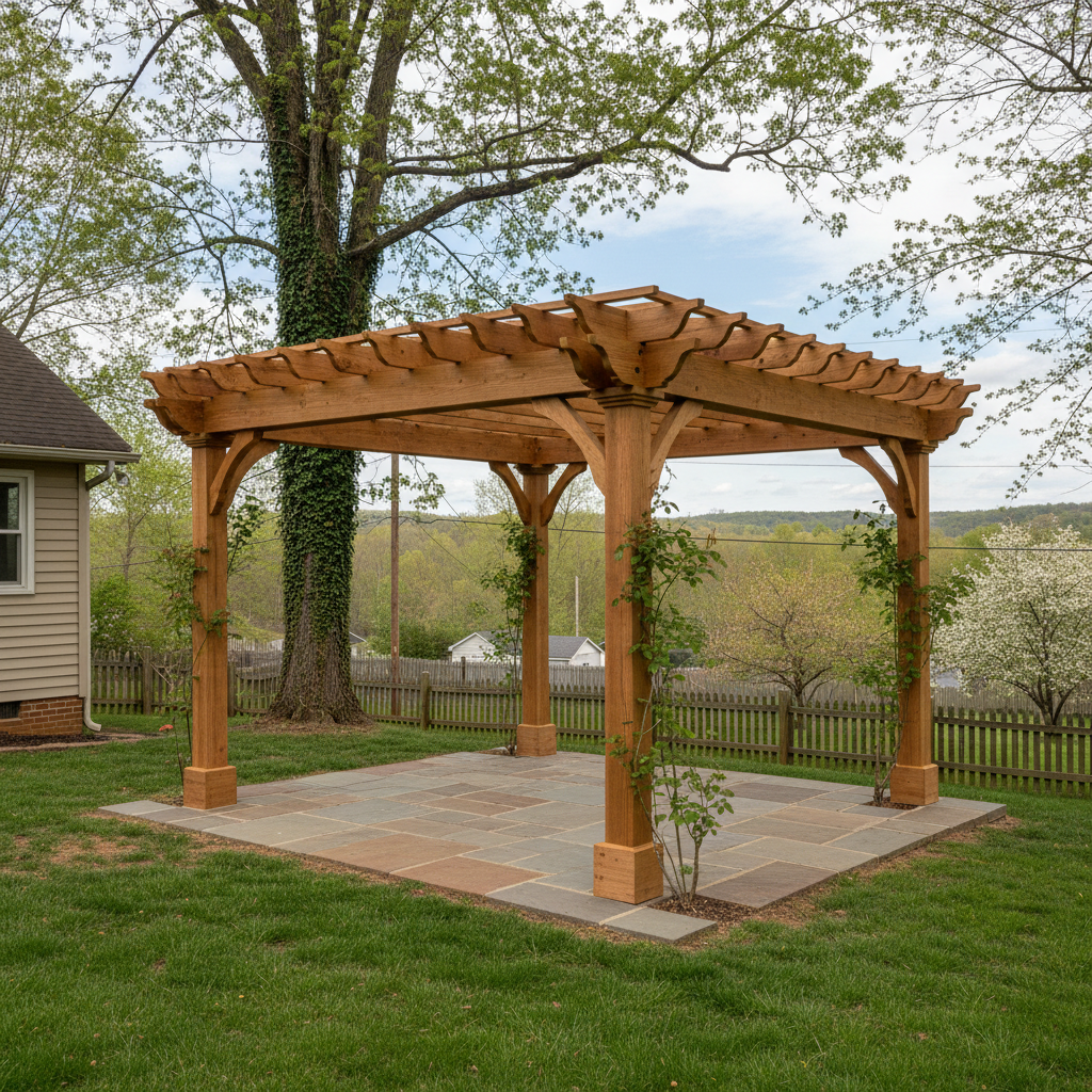 Completed pergola construction work at a residential property in Spotsylvania Courthouse, VA