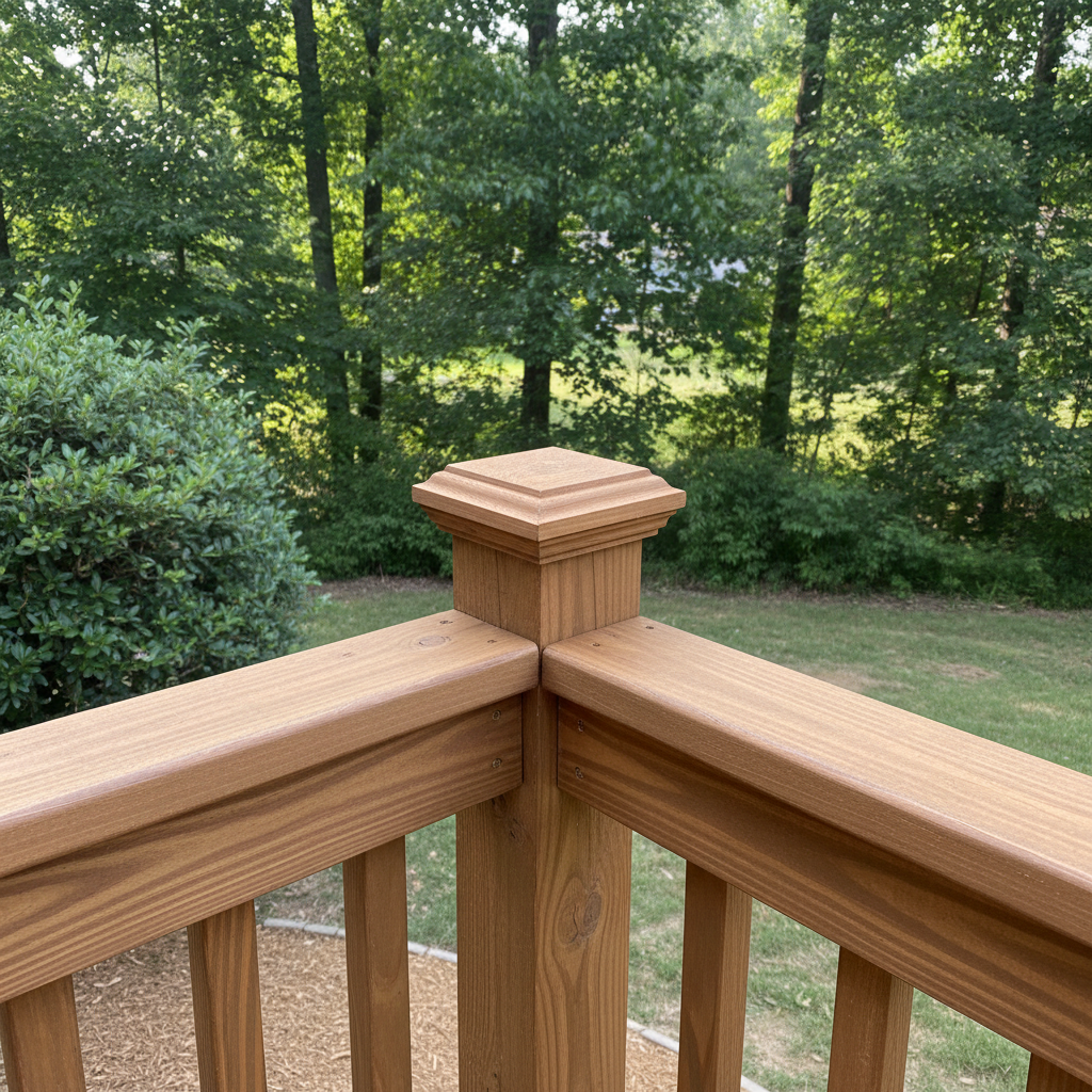 Completed deck railing installation work at a residential property in Dumfries, VA