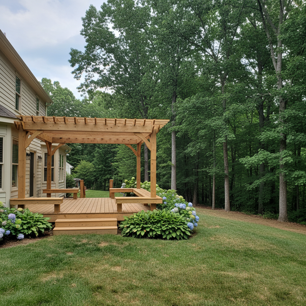 Completed pergola construction work at a residential property in Spotsylvania Courthouse, VA