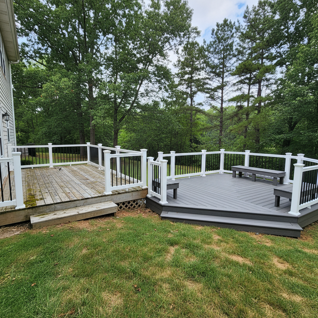 Completed composite decks work at a residential property in Dumfries, VA