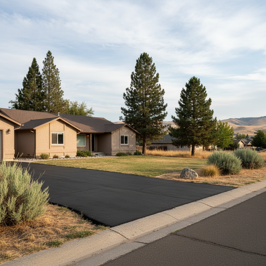 Completed asphalt repair work at a residential property in Kennewick, WA