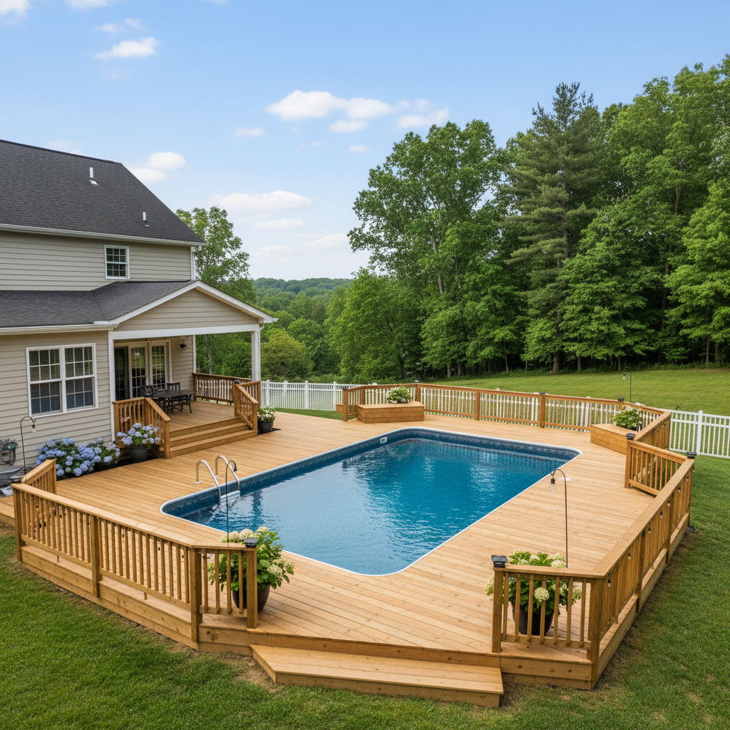 Completed pool decks work at a residential property in Spotsylvania Courthouse, VA