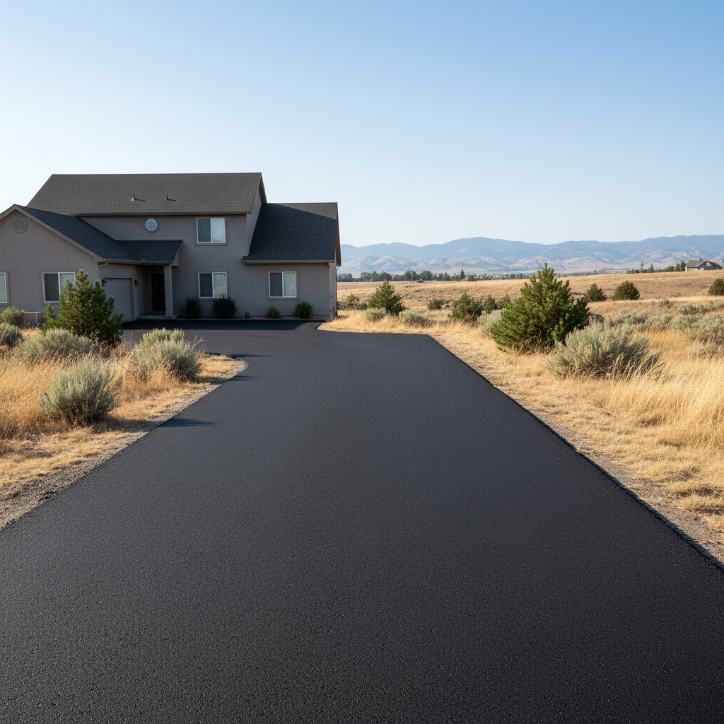 Completed driveway paving work at a residential property in Pasco, WA