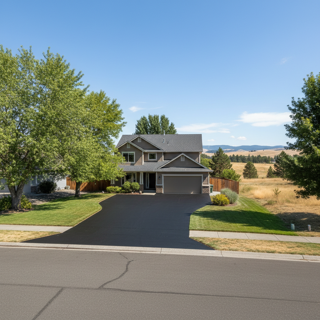 Completed asphalt sealcoating work at a residential property in Yakima, WA