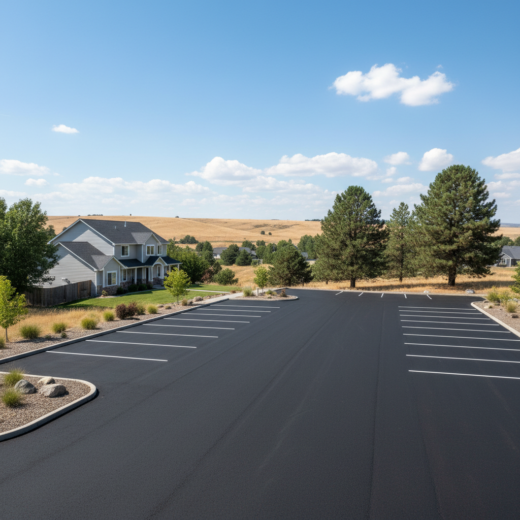 Completed parking lot paving work at a residential property in Pasco, WA