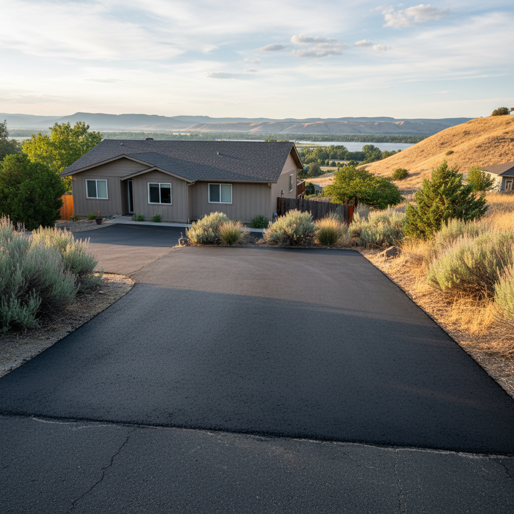 Completed asphalt repair work at a residential property in Kennewick, WA