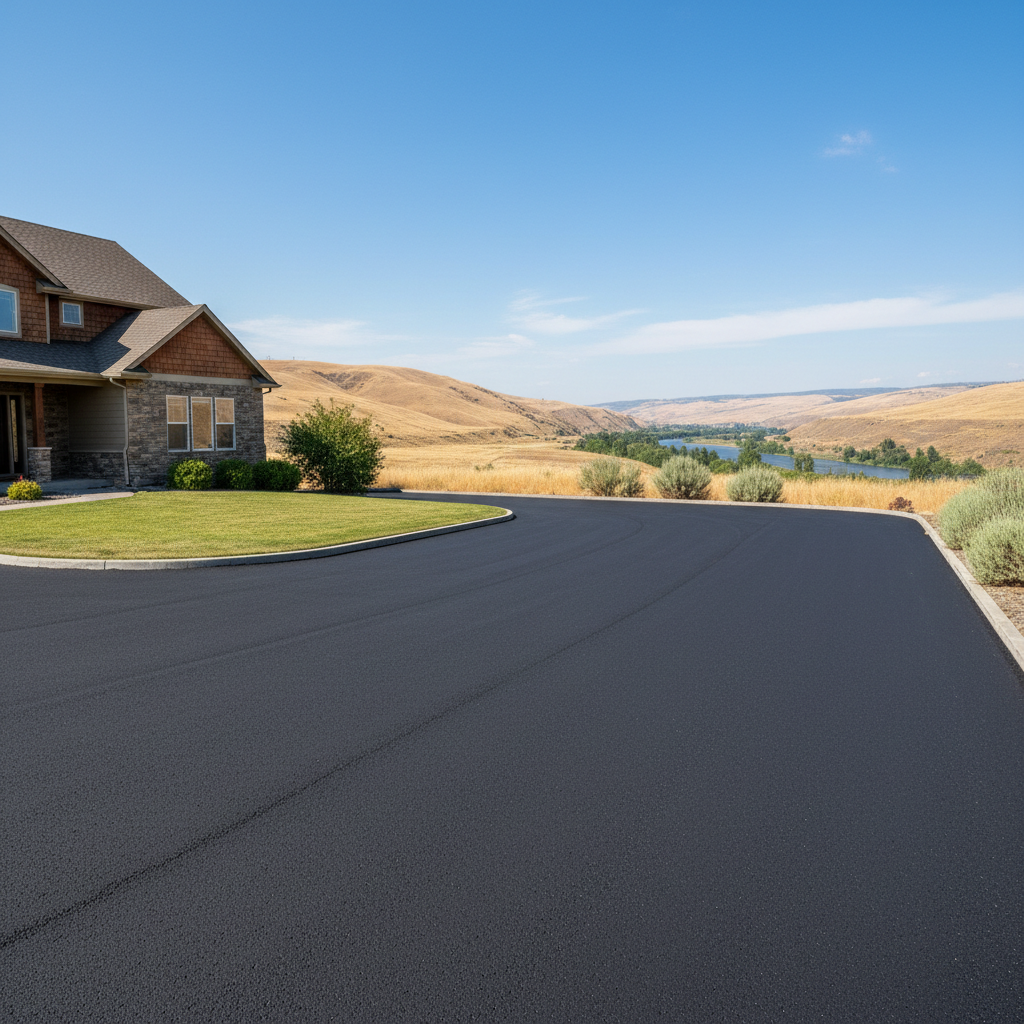 Completed parking lot paving work at a residential property in Richland, WA