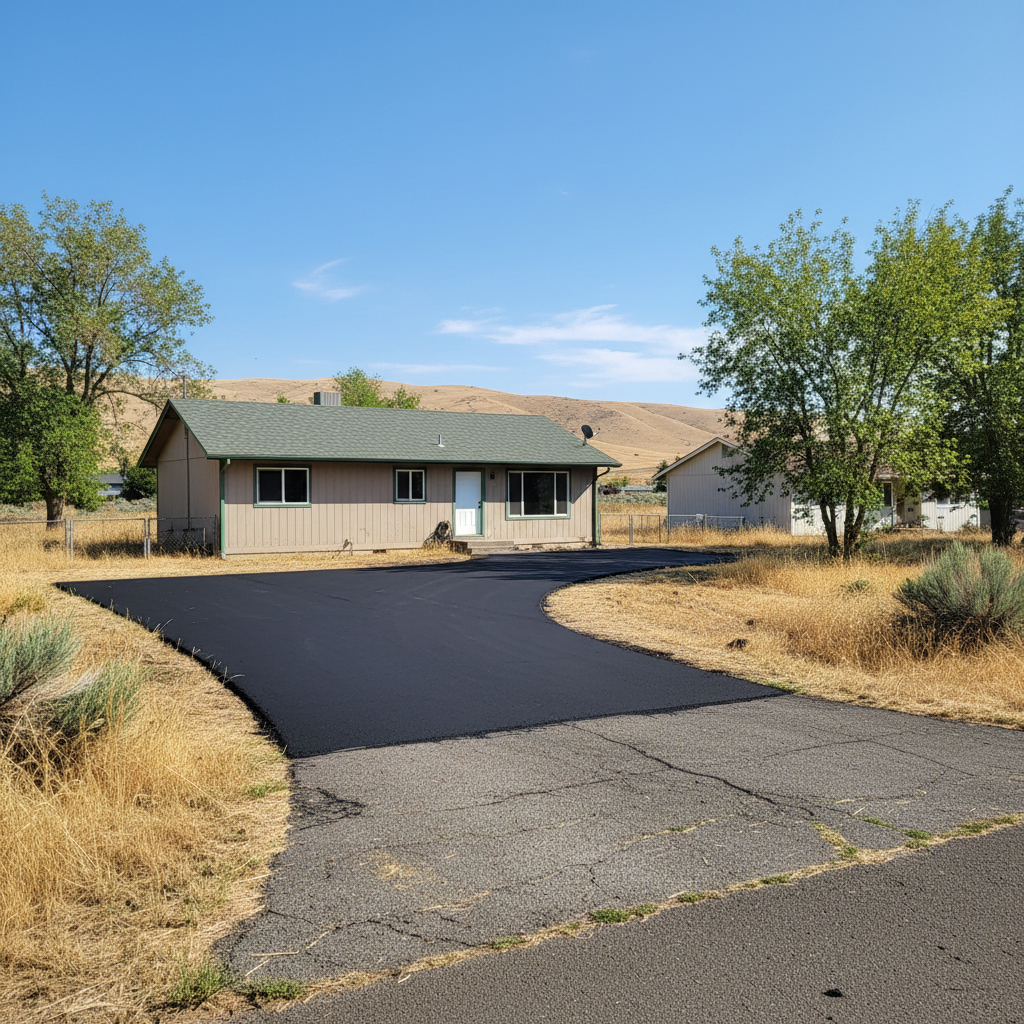 Completed asphalt repair work at a residential property in Pasco, WA