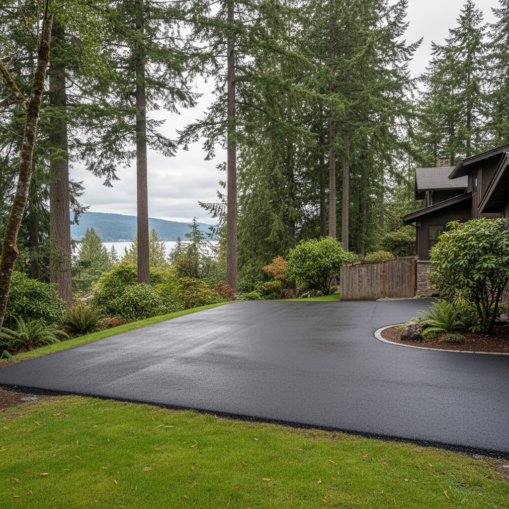 Completed parking lot paving work at a residential property in Kirkland, WA