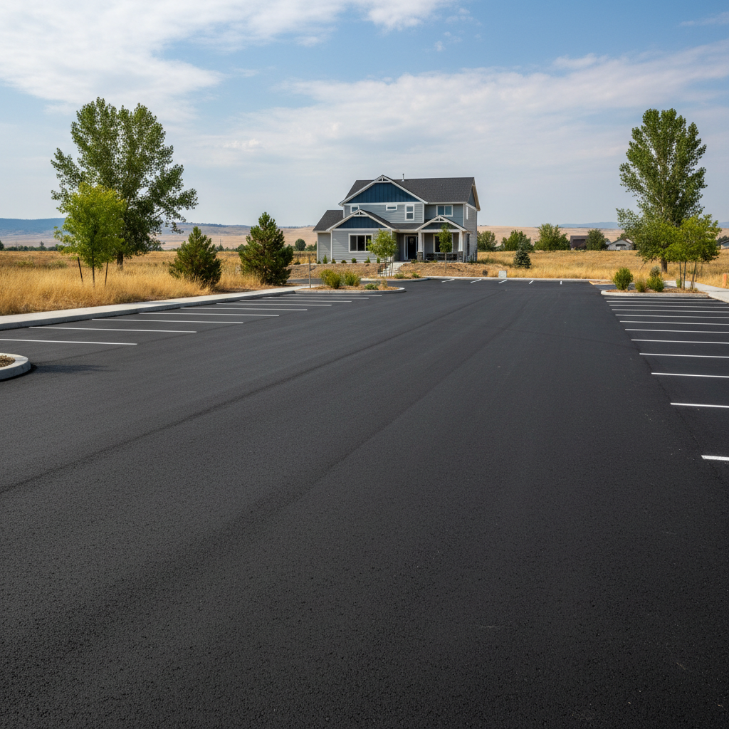 Completed parking lot paving work at a residential property in Pasco, WA