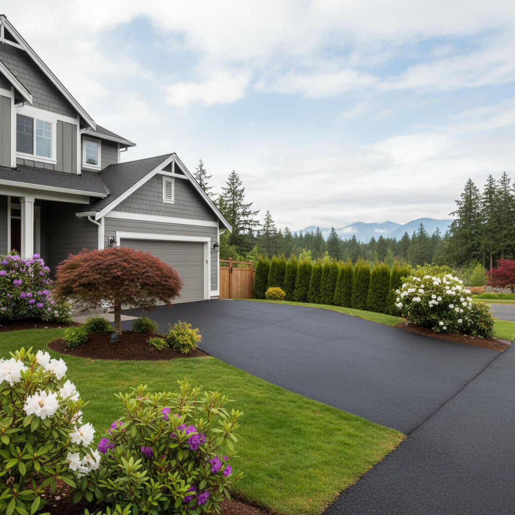 Completed residential asphalt work at a residential property in Bellevue, WA