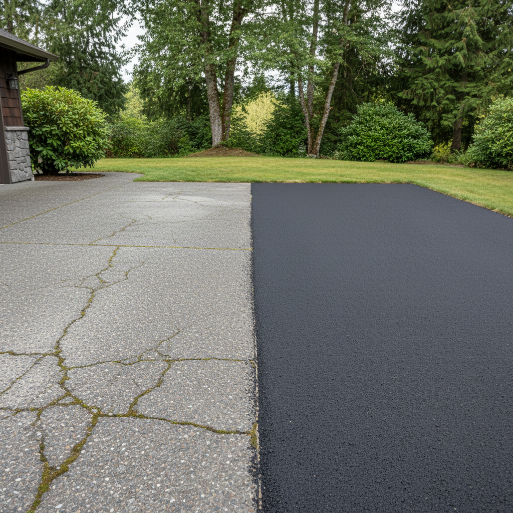 Completed slurry coating work at a residential property in Bellevue, WA