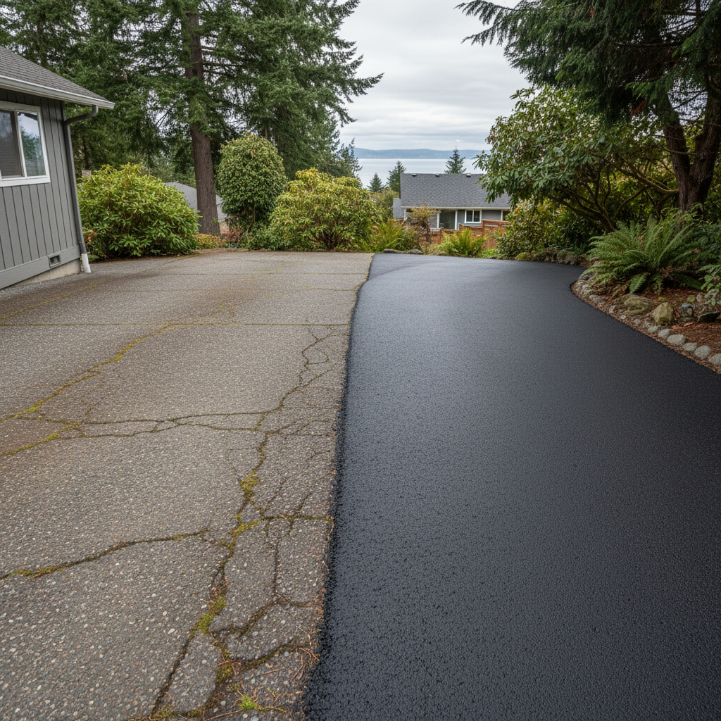 Completed commercial asphalt work at a residential property in Shoreline, WA