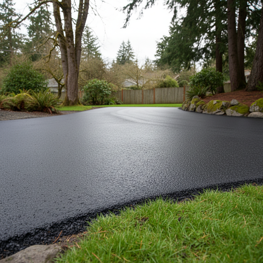 Completed asphalt paving work at a residential property in Shoreline, WA