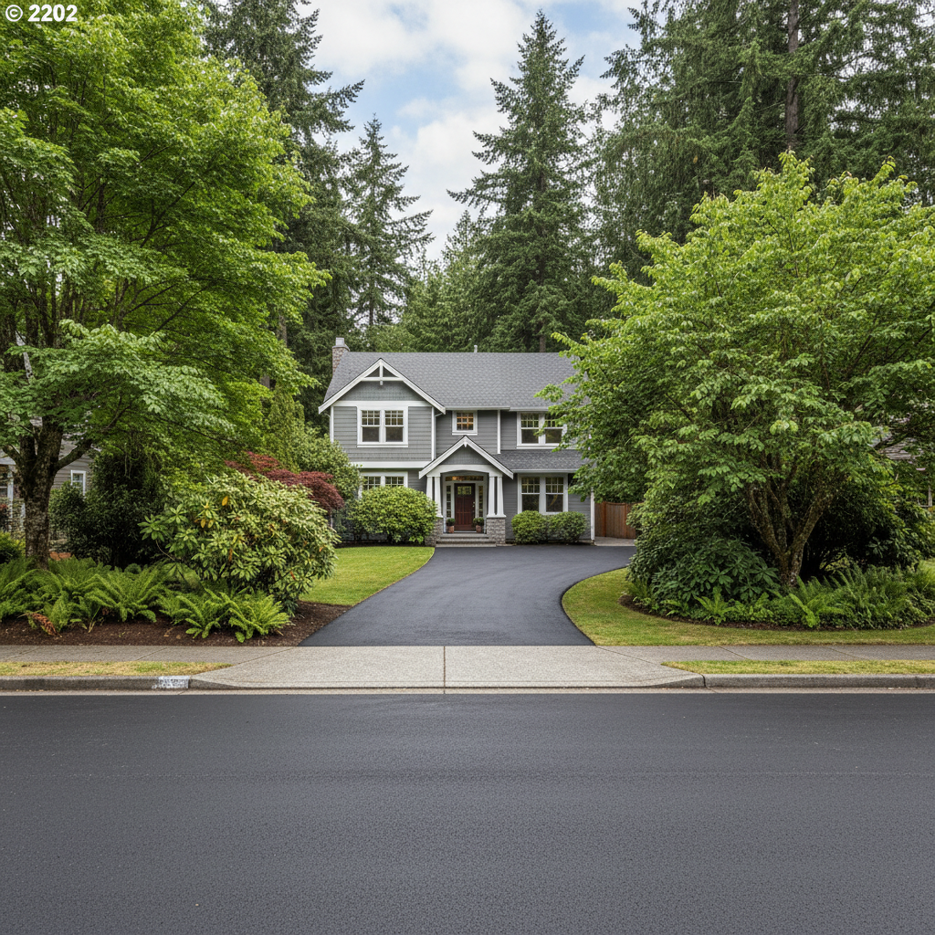 Completed asphalt paving work at a residential property in Woodinville, WA