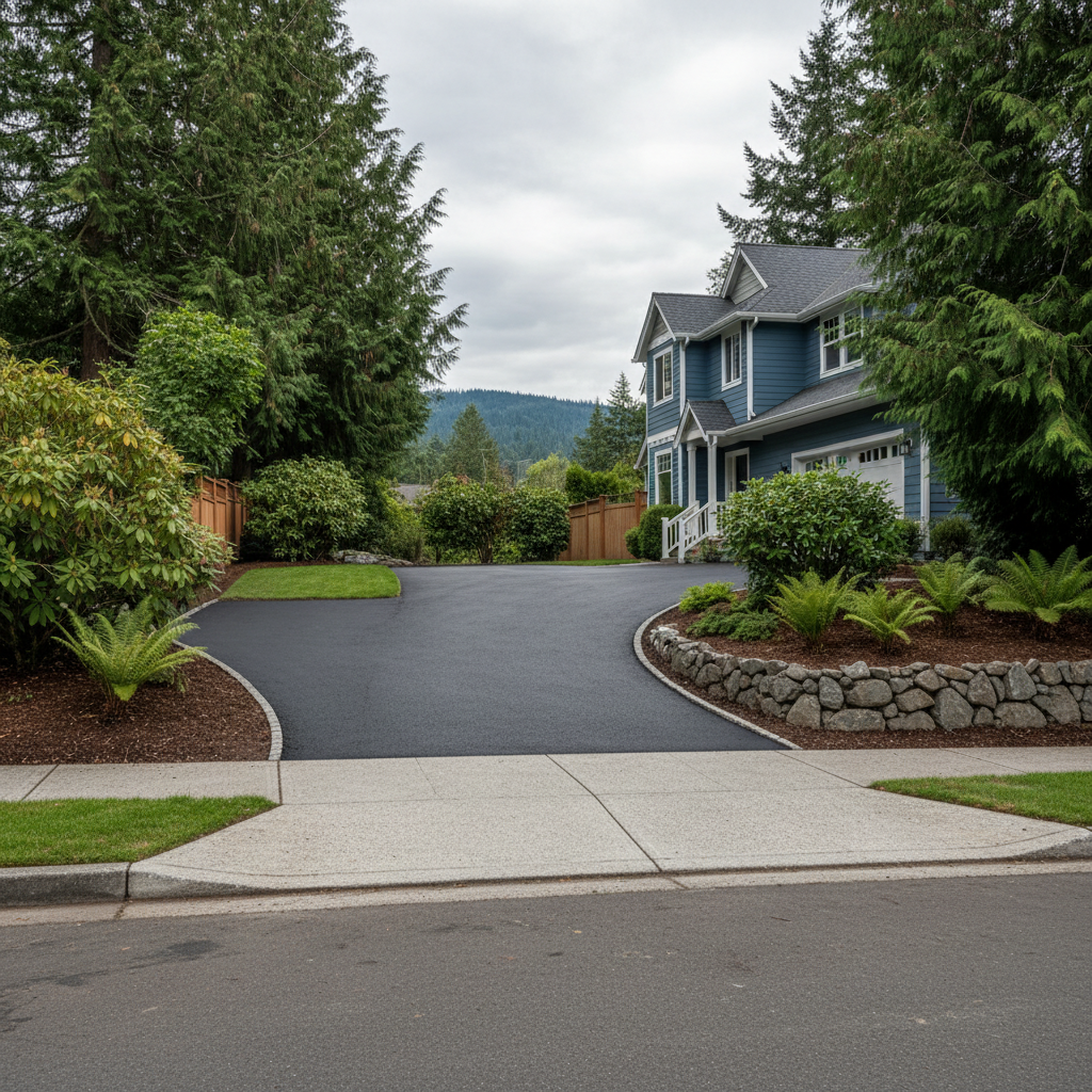 Completed residential asphalt work at a residential property in Shoreline, WA