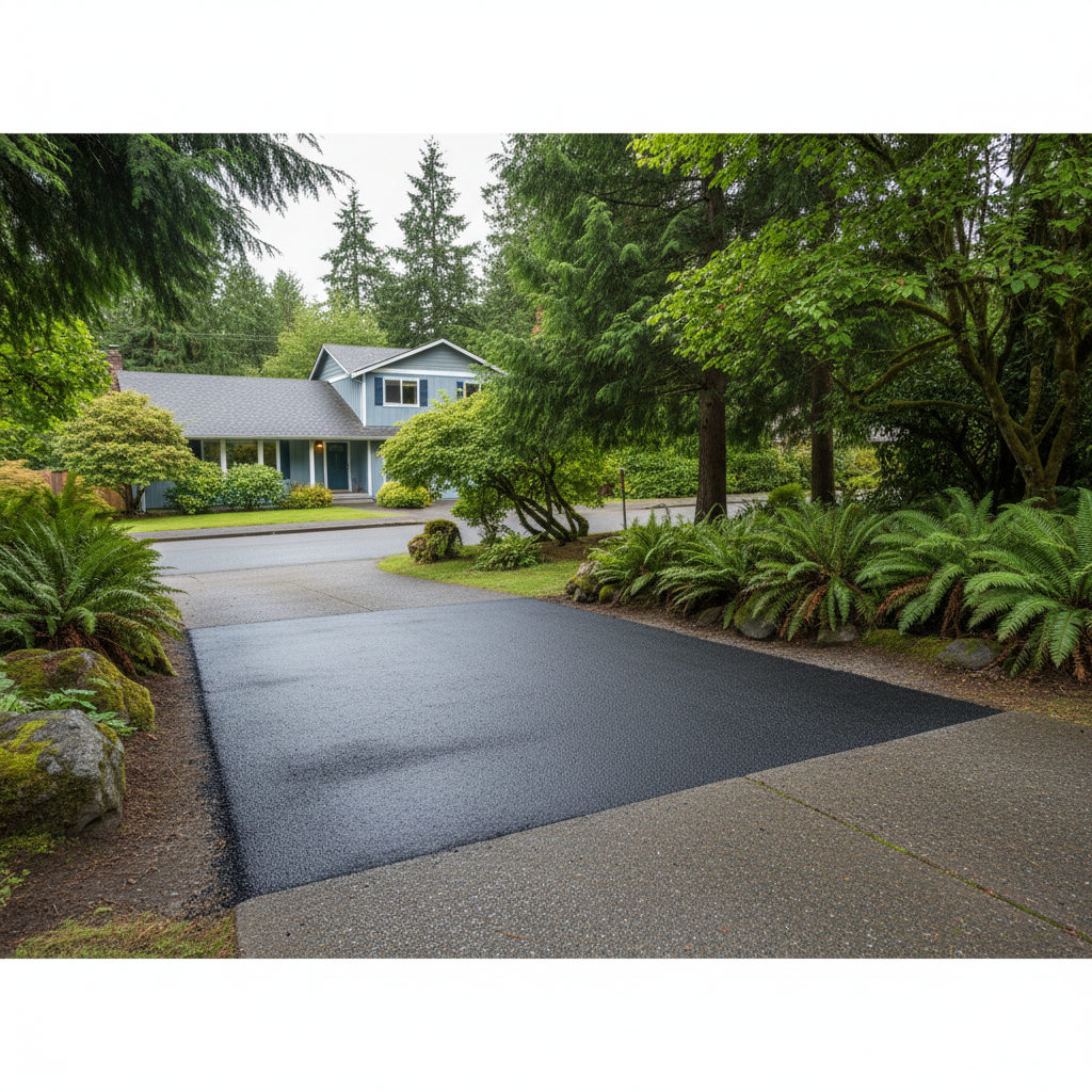 Completed asphalt patching work at a residential property in Seattle, WA