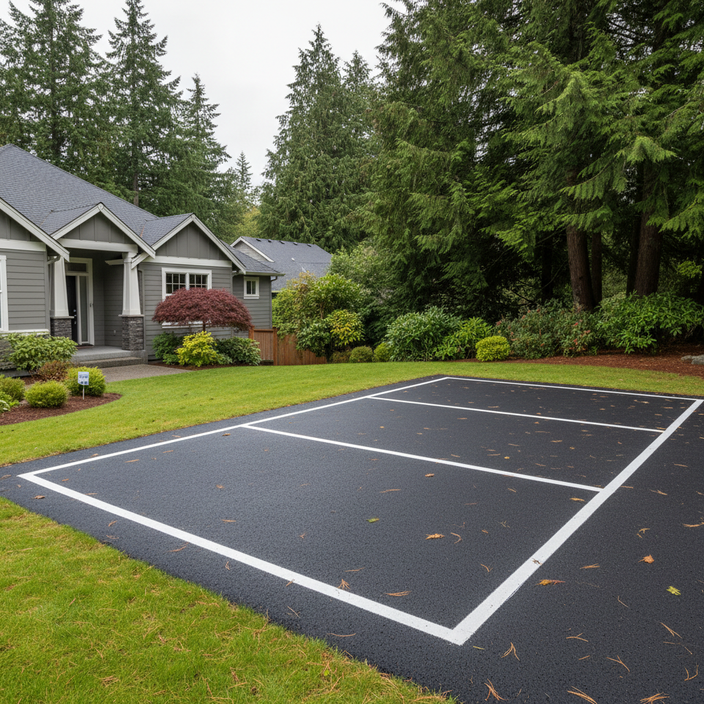 Completed asphalt striping work at a residential property in Redmond, WA