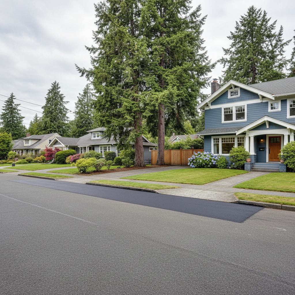 Completed asphalt patching work at a residential property in Seattle, WA