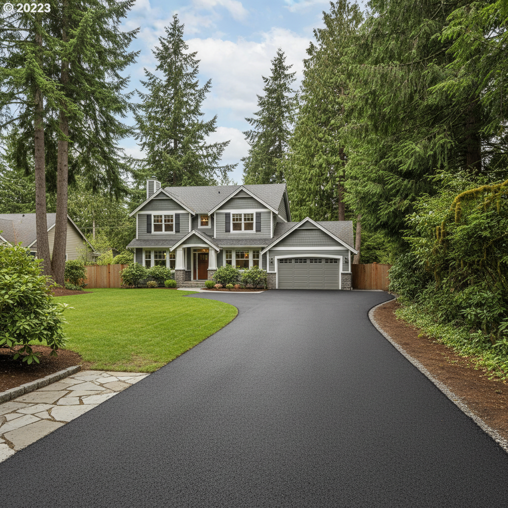 Completed asphalt paving work at a residential property in Redmond, WA
