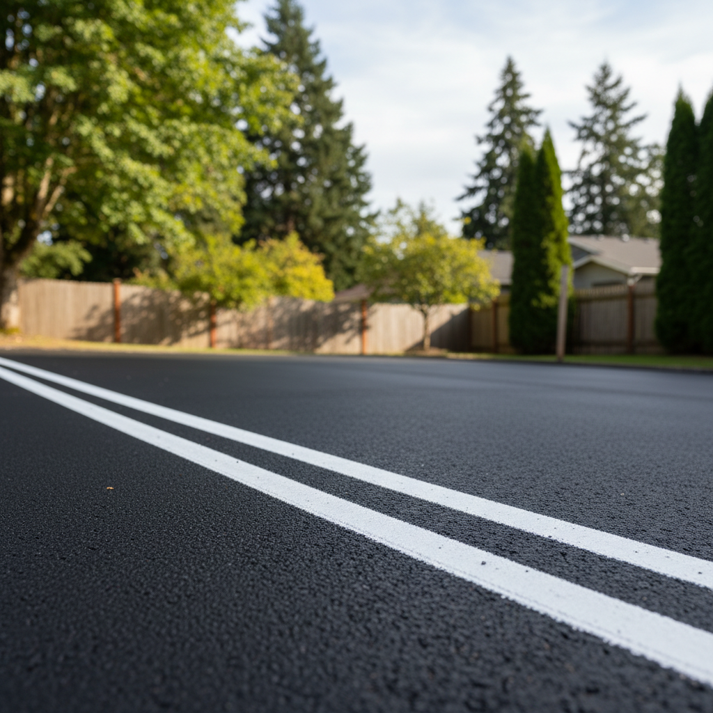 Completed asphalt striping work at a residential property in Renton, WA