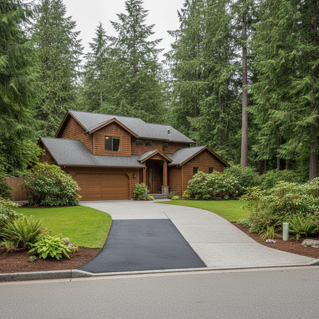Completed asphalt patching work at a residential property in Woodinville, WA