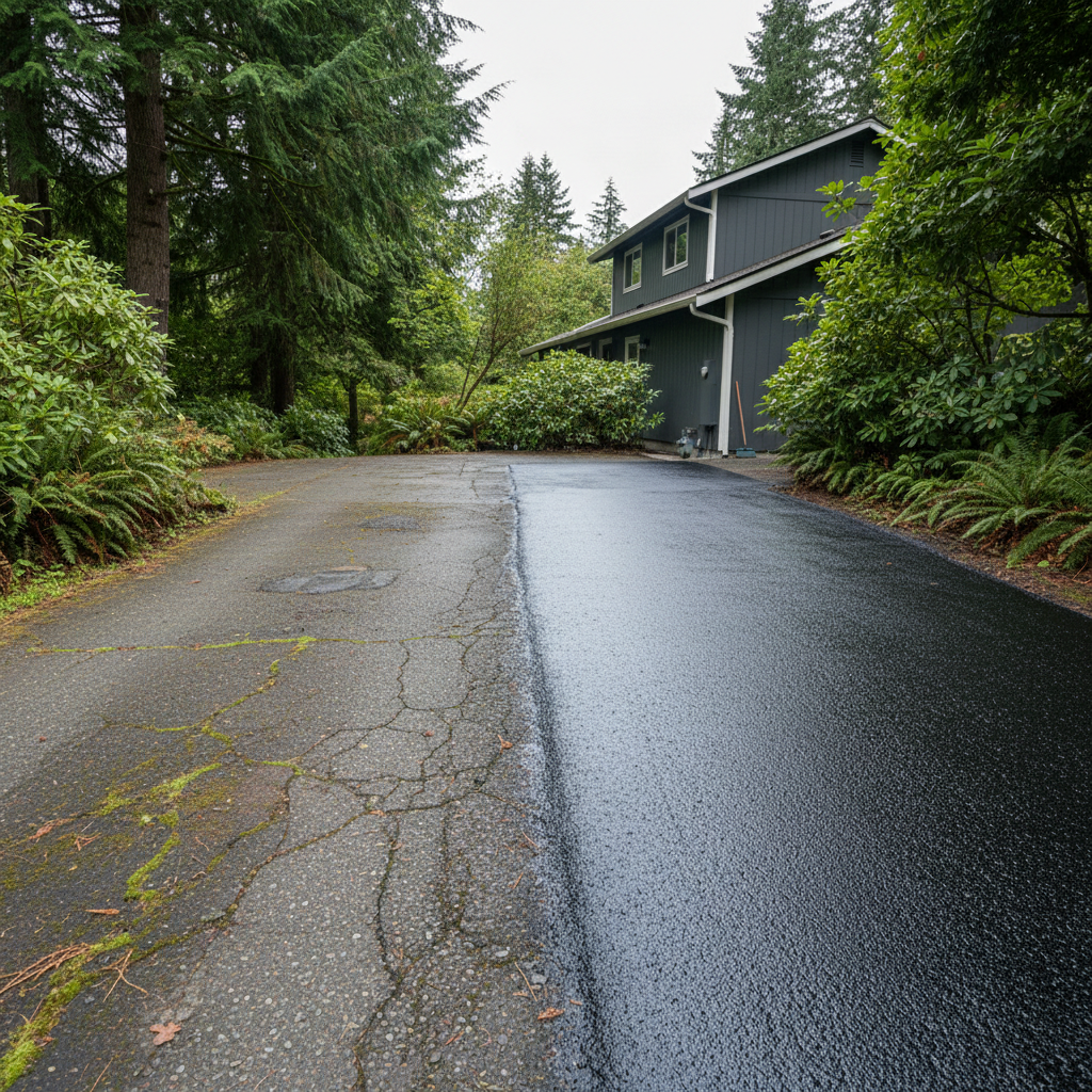 Completed slurry coating work at a residential property in Seattle, WA
