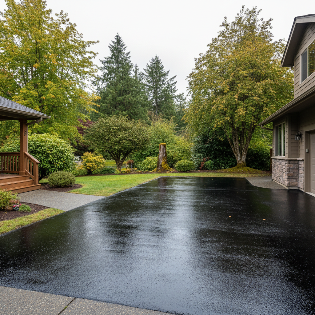 Completed asphalt sealcoating work at a residential property in Renton, WA