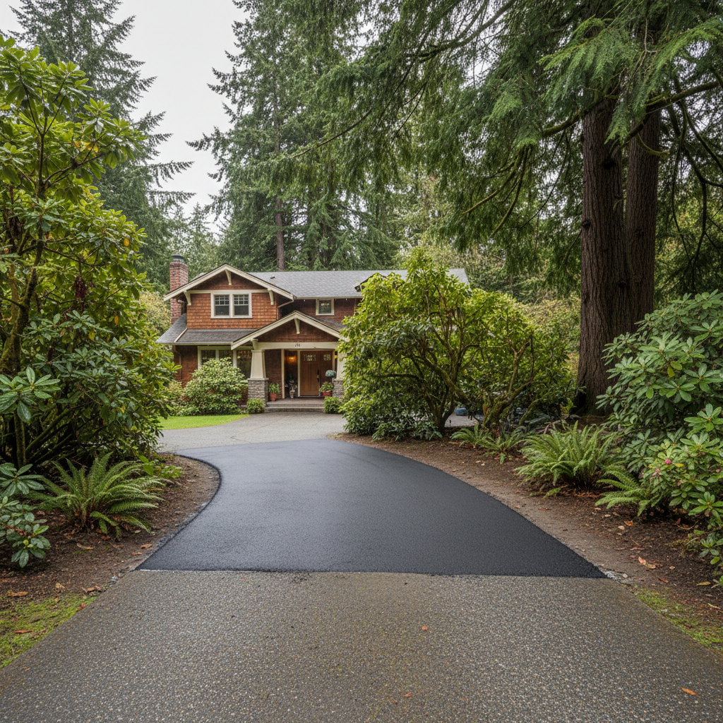 Completed asphalt patching work at a residential property in Seattle, WA
