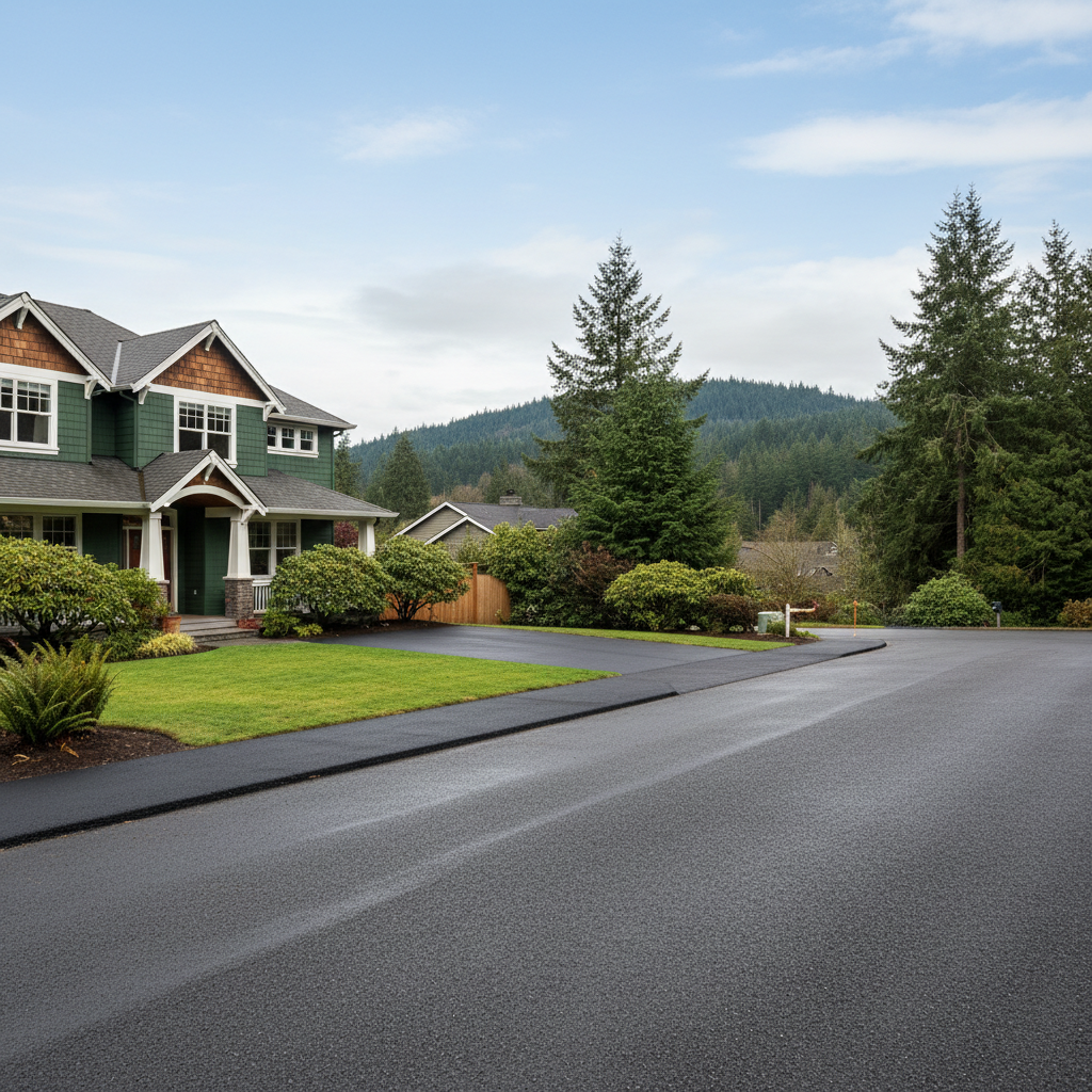 Completed asphalt repair work at a residential property in Redmond, WA