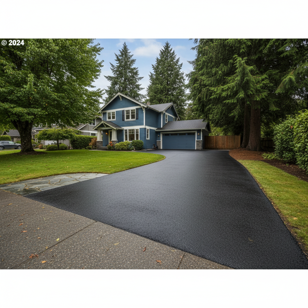 Completed asphalt sealcoating work at a residential property in Seattle, WA