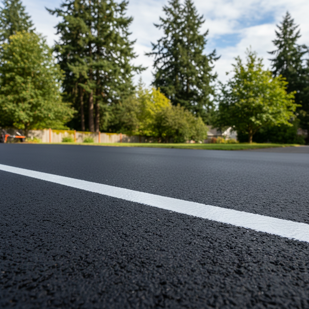 Completed asphalt striping work at a residential property in Redmond, WA