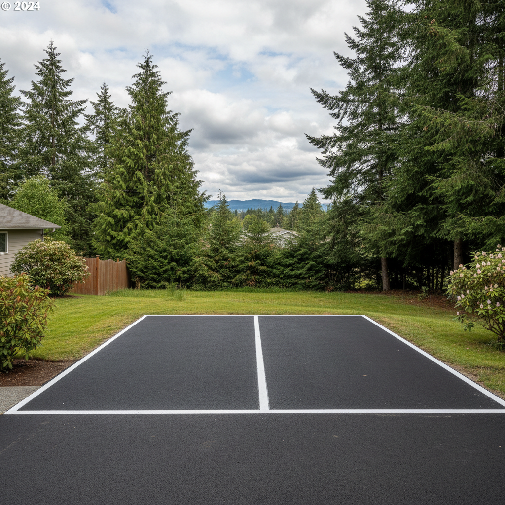 Completed asphalt striping work at a residential property in Renton, WA
