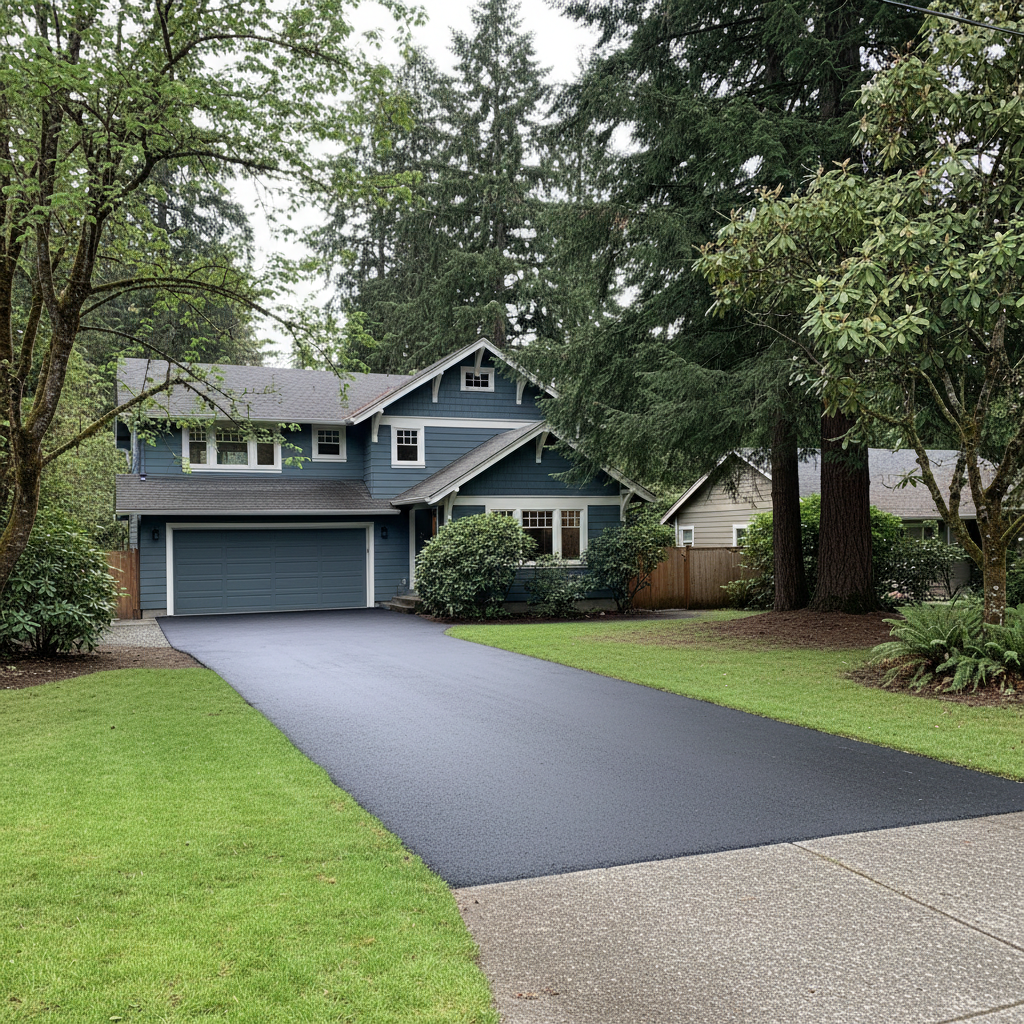 Completed driveway paving work at a residential property in Seattle, WA