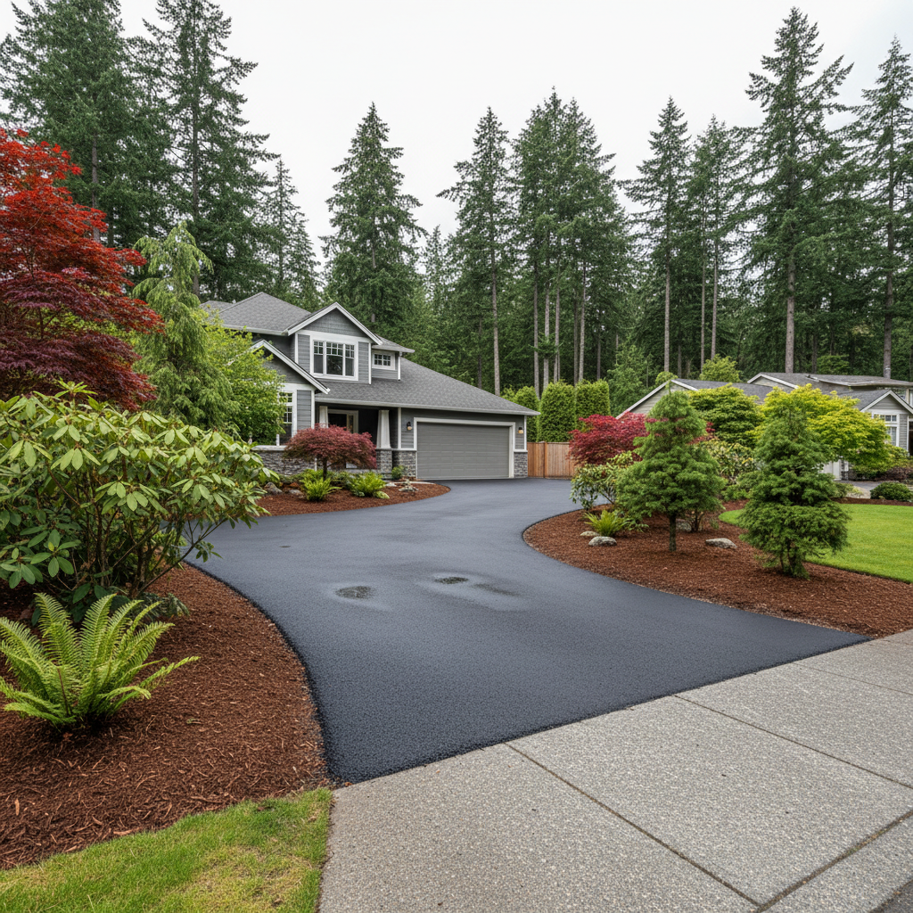 Completed driveway paving work at a residential property in Federal Way, WA
