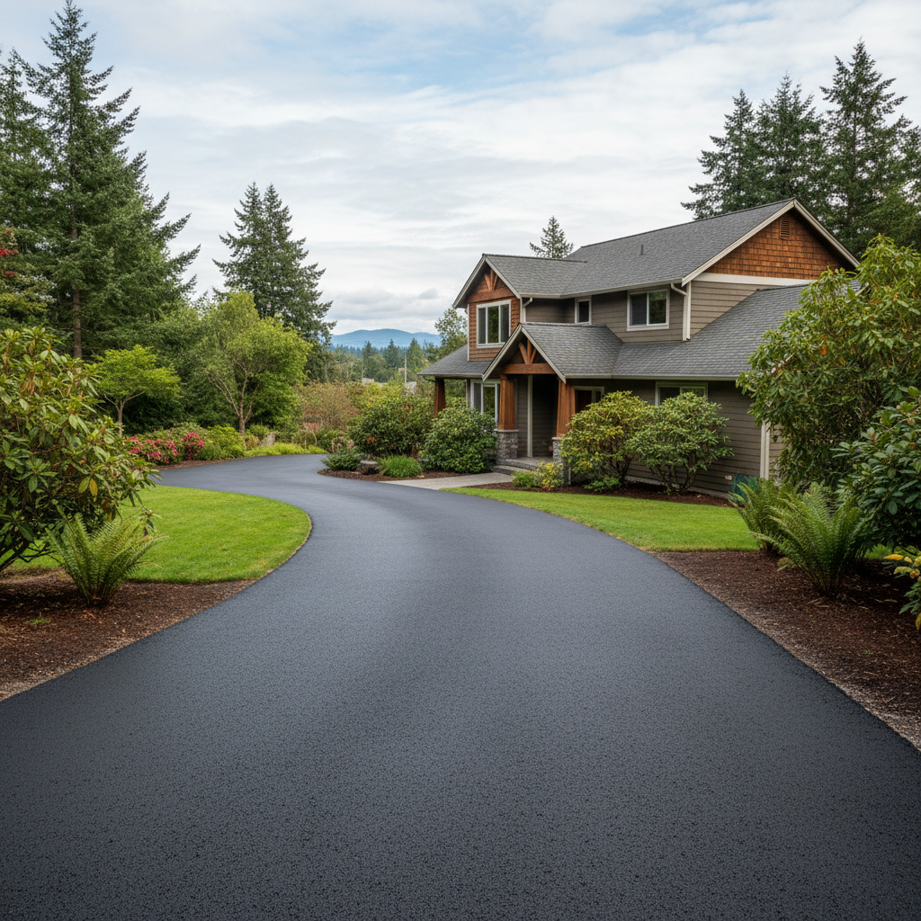 Completed asphalt sealcoating work at a residential property in Seattle, WA