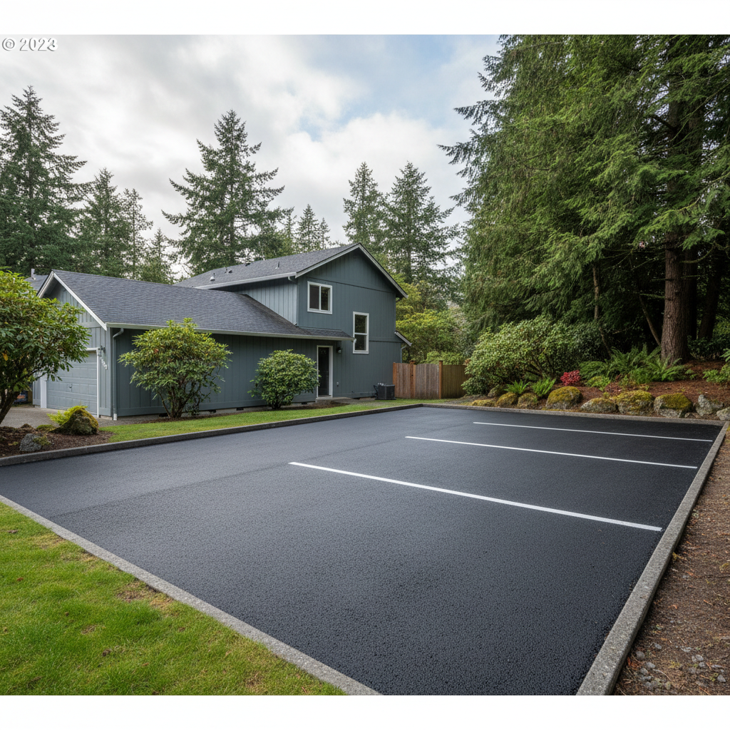 Completed parking lot paving work at a residential property in Renton, WA