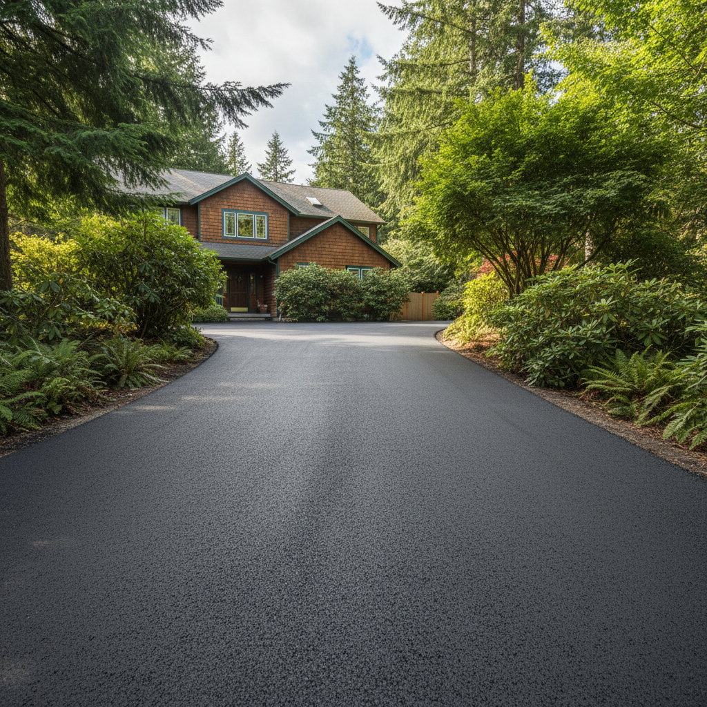 Completed driveway paving work at a residential property in Lakewood, WA