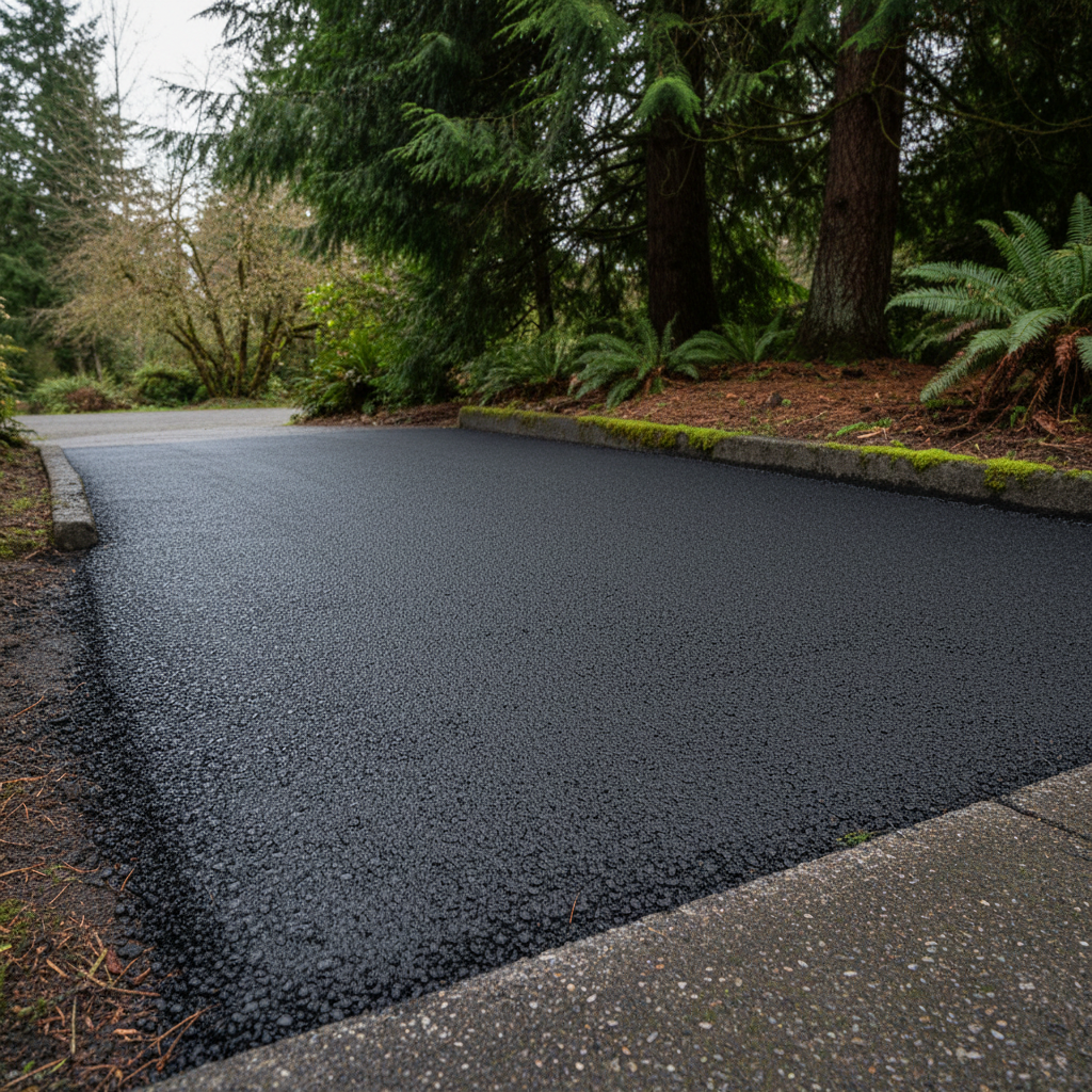Completed asphalt repair work at a residential property in Federal Way, WA