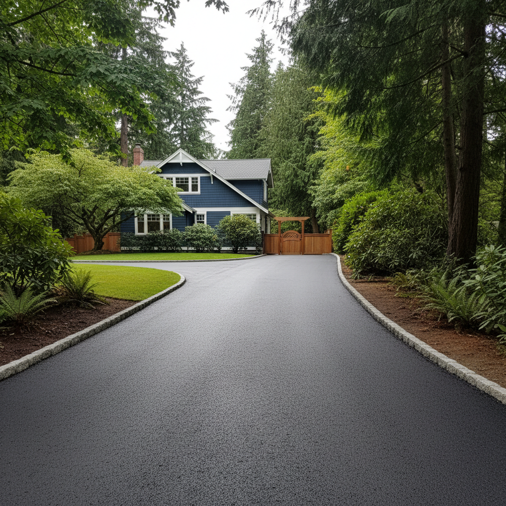 Completed driveway paving work at a residential property in Seattle, WA
