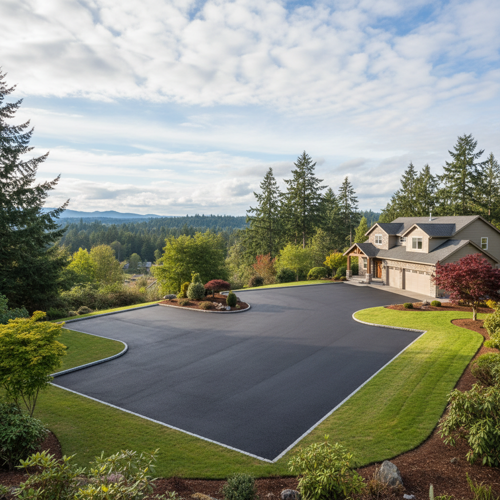 Completed parking lot paving work at a residential property in Lakewood, WA