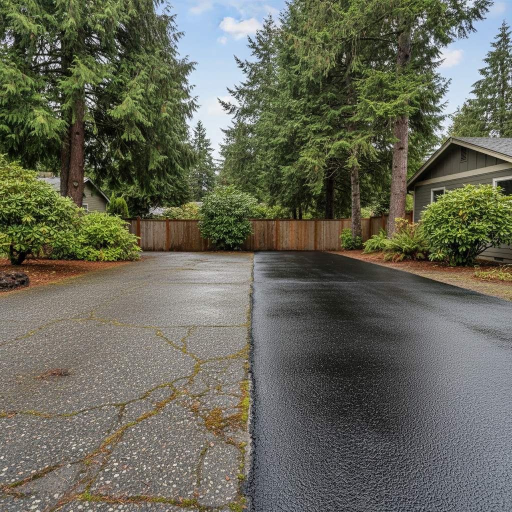 Completed slurry coating work at a residential property in Lakewood, WA