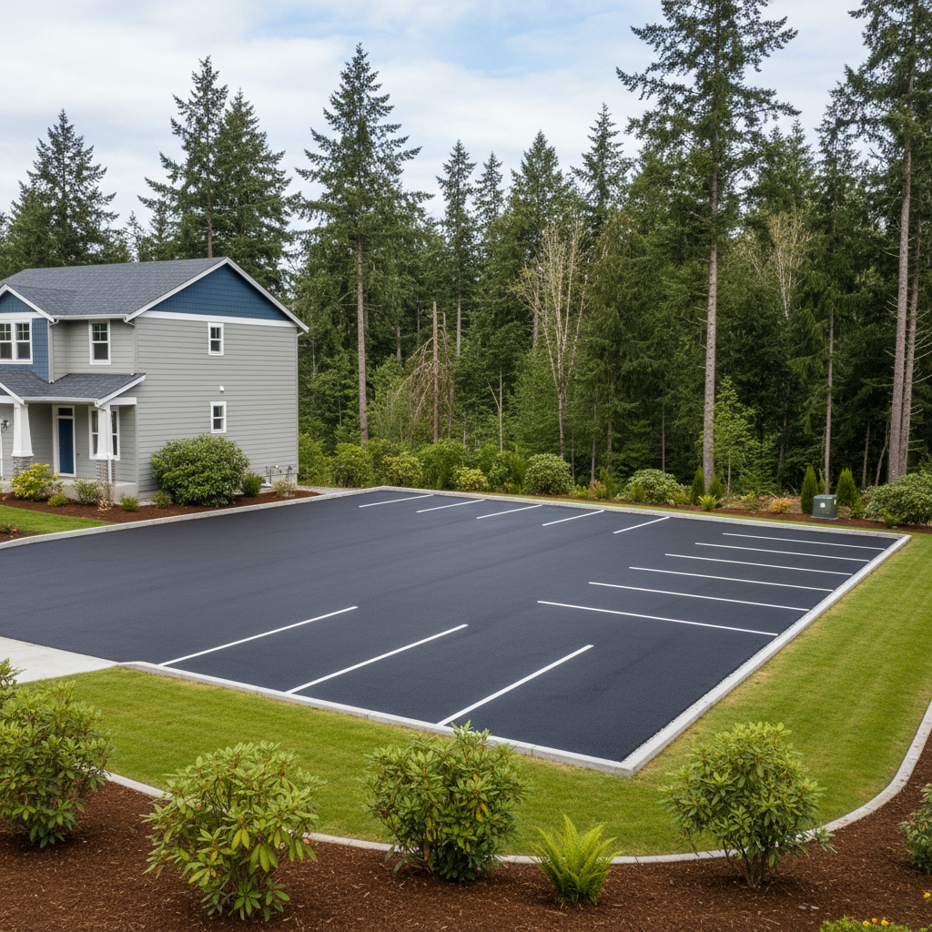 Completed parking lot paving work at a residential property in Federal Way, WA
