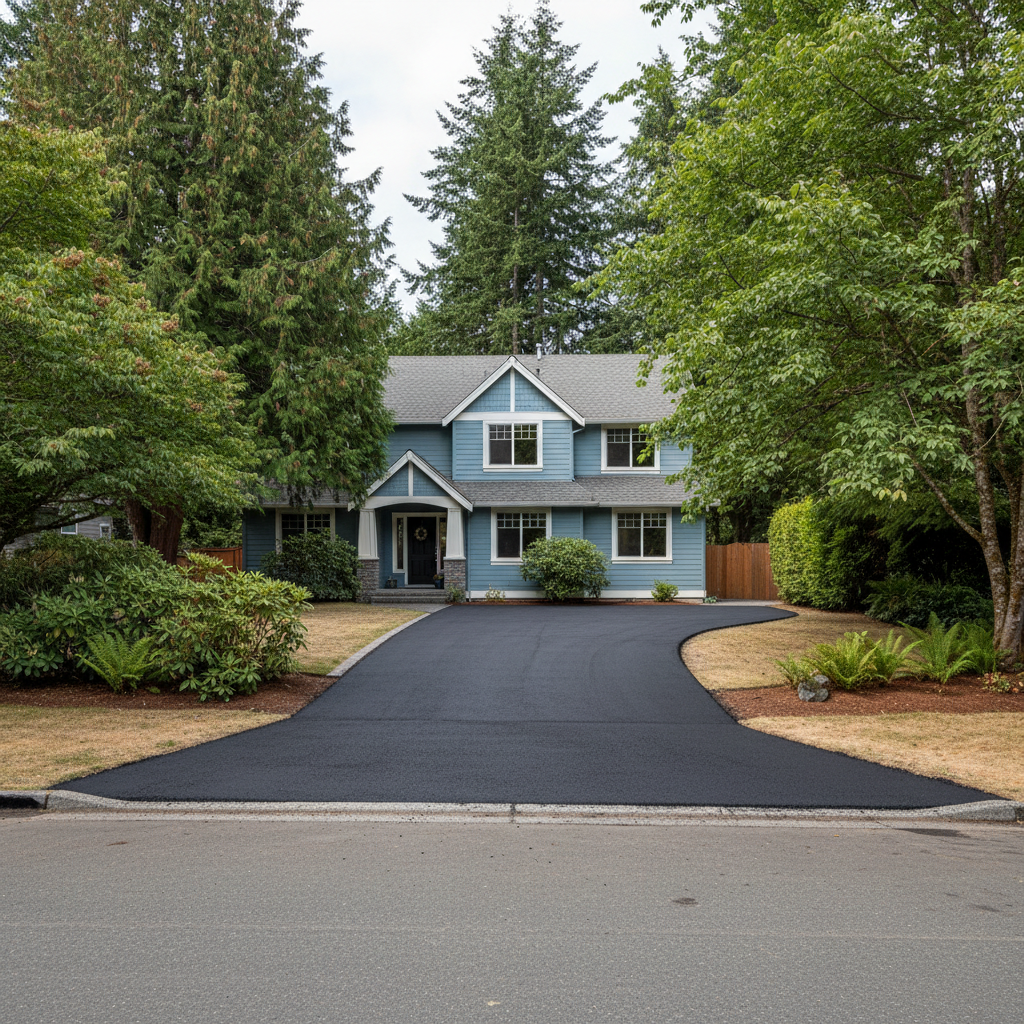 Completed asphalt milling work at a residential property in Lakewood, WA