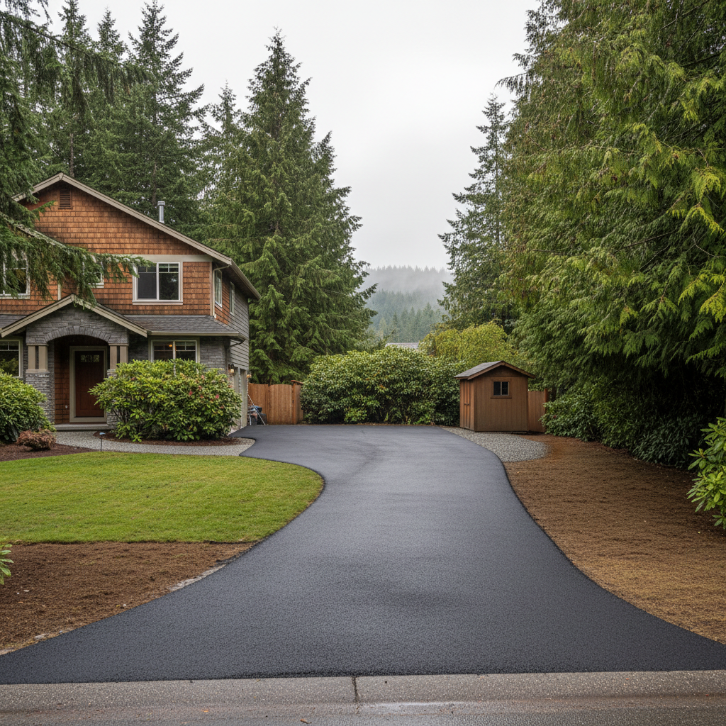 Completed residential asphalt work at a residential property in Lakewood, WA